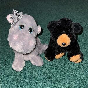 Plush Hippo and Bear Set ~ The Petting Zoo and Wild Republic